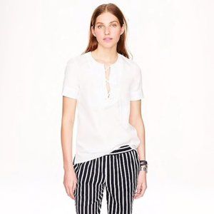 J. Crew 100% Cotton Lace Up Shirt White